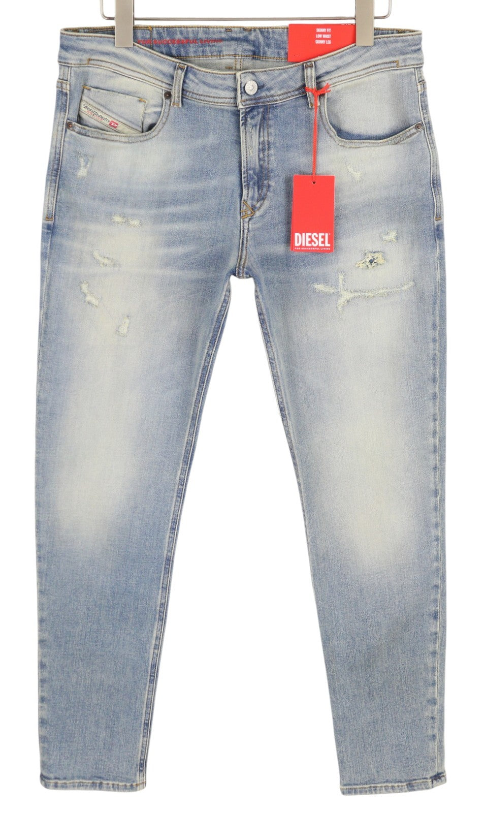DIESEL 1979 Sleenker E9C01 Men Jeans W34/L30 Skinny Distress Blue RRP€275