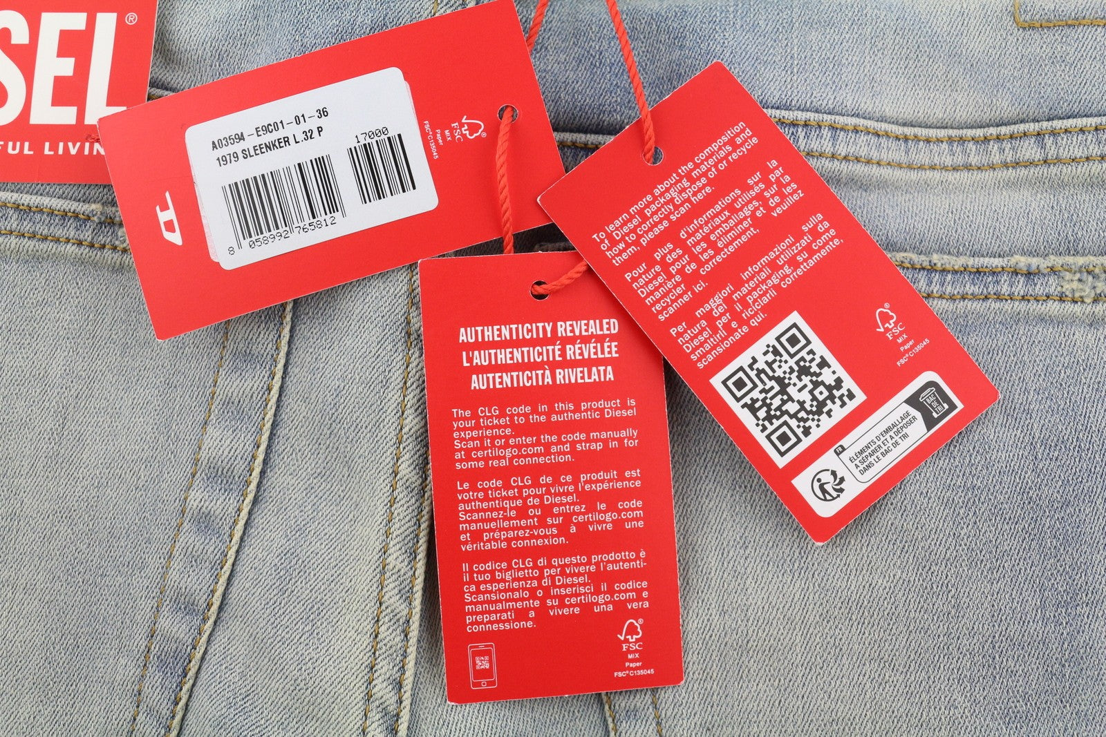 DIESEL 1979 Sleenker E9C01 Men Jeans W36/L32 Skinny Distress Blue RRP€275