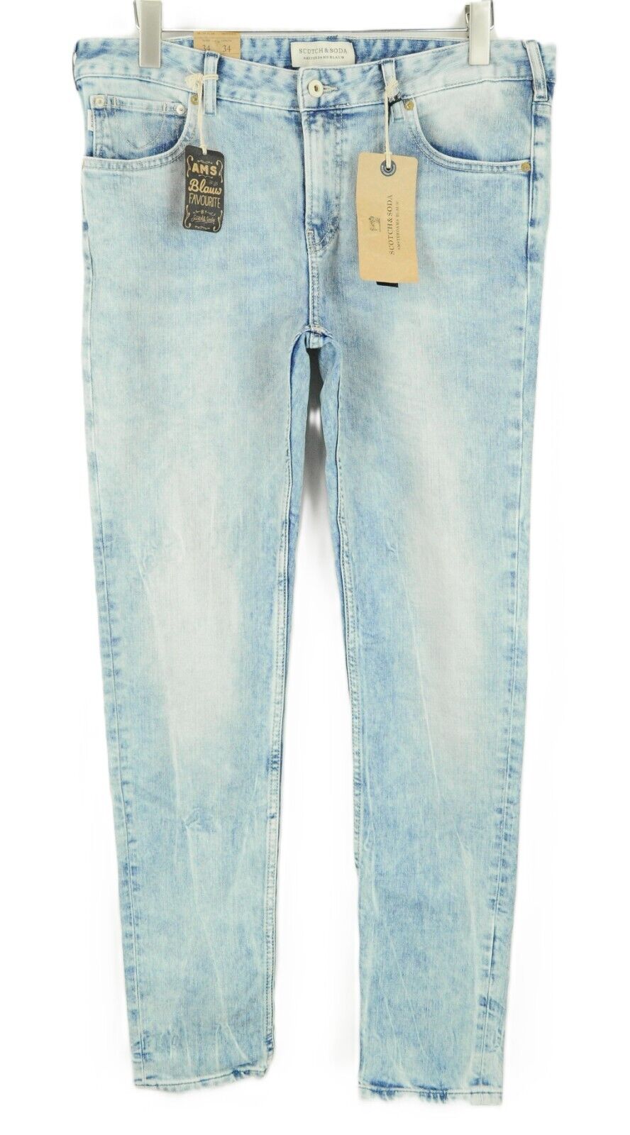 SCOTCH & SODA Skim Jeans W34 L34 Men's Skinny Blue Cotton Stretch Denim Fit