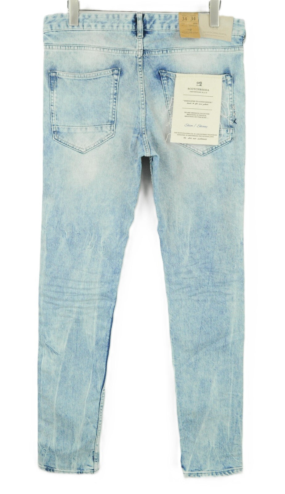 SCOTCH & SODA Skim Jeans W34 L34 Men's Skinny Blue Cotton Stretch Denim Fit