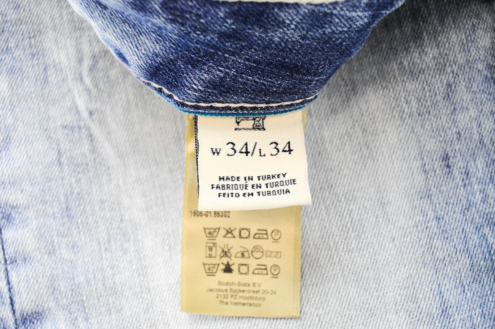 SCOTCH & SODA Skim Jeans W34 L34 Men's Skinny Blue Cotton Stretch Denim Fit