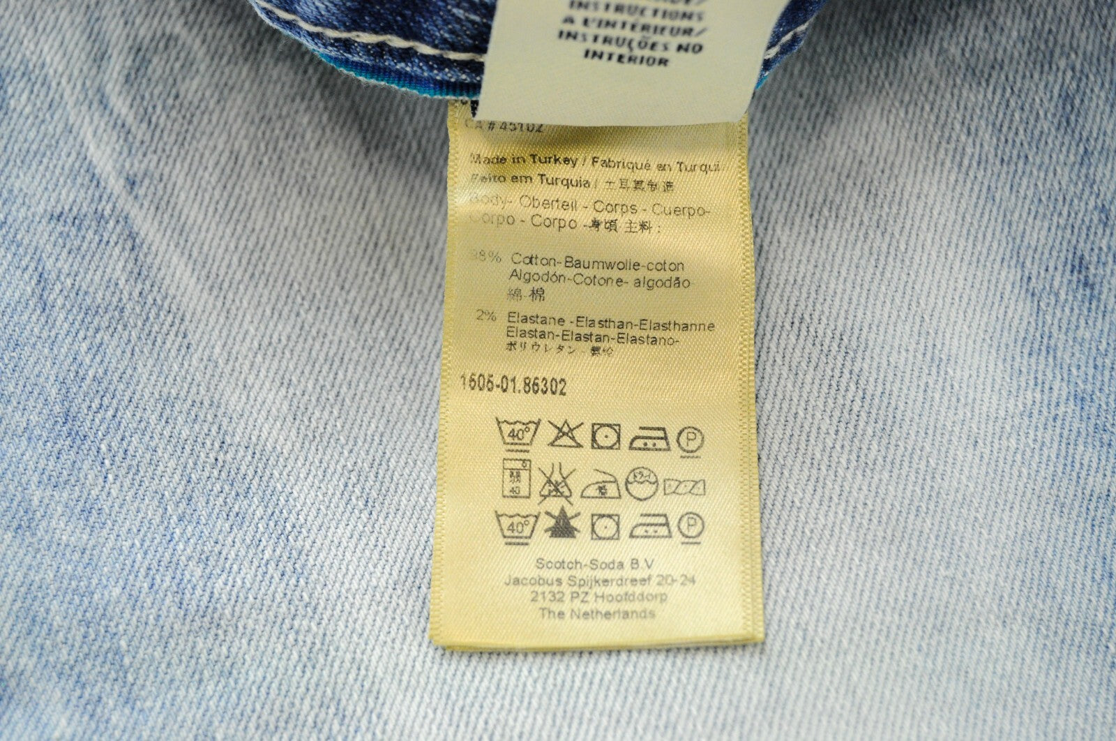 SCOTCH & SODA Skim Jeans W34 L34 Men's Skinny Blue Cotton Stretch Denim Fit