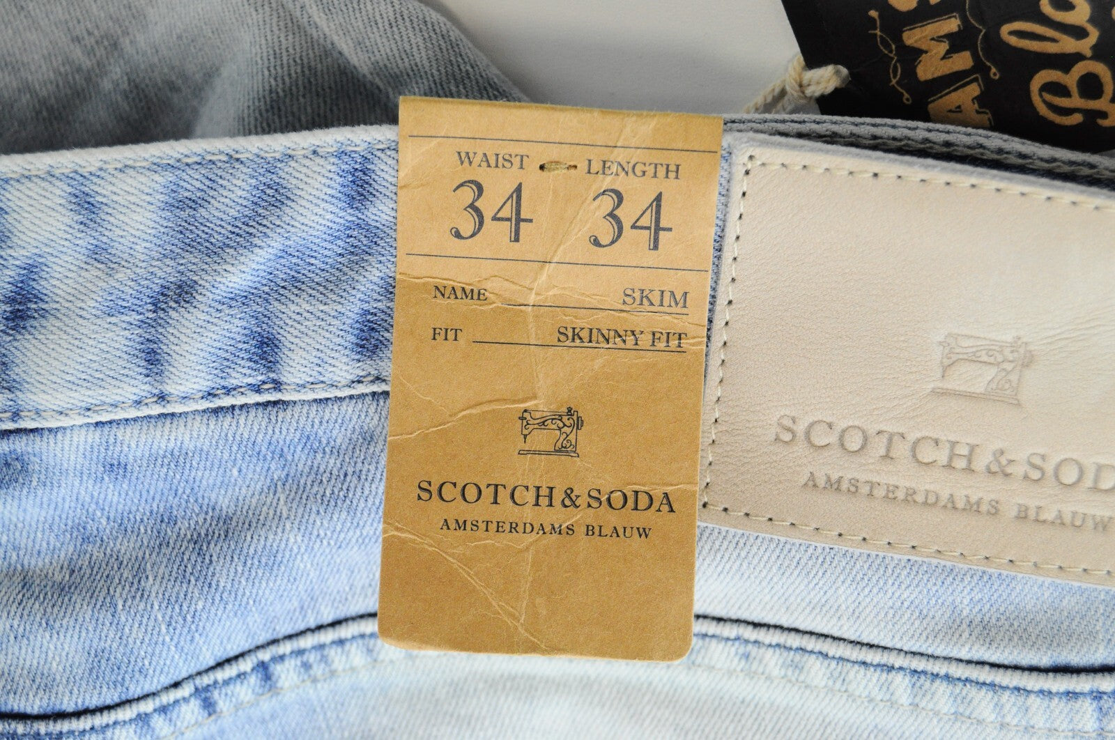 SCOTCH & SODA Skim Jeans W34 L34 Men's Skinny Blue Cotton Stretch Denim Fit