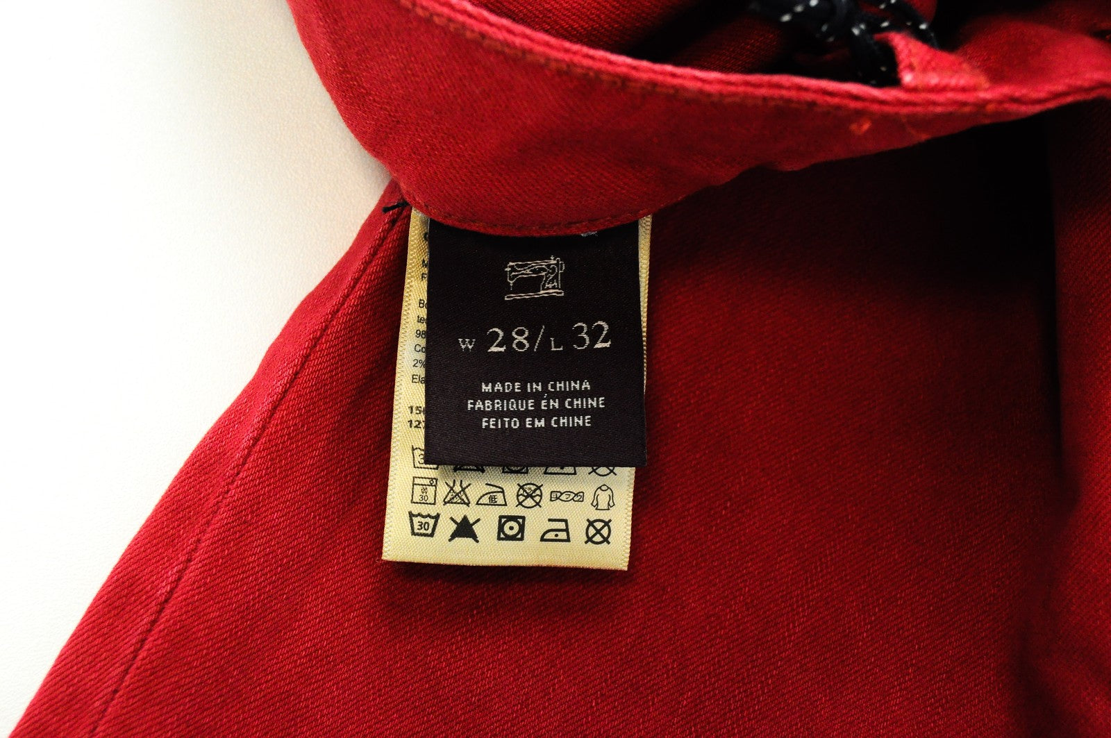 SCOTCH &amp; SODA Pike džinsai W28 L32 vyriški aptempti raudoni dažytos medvilnės tamprūs džinsai 