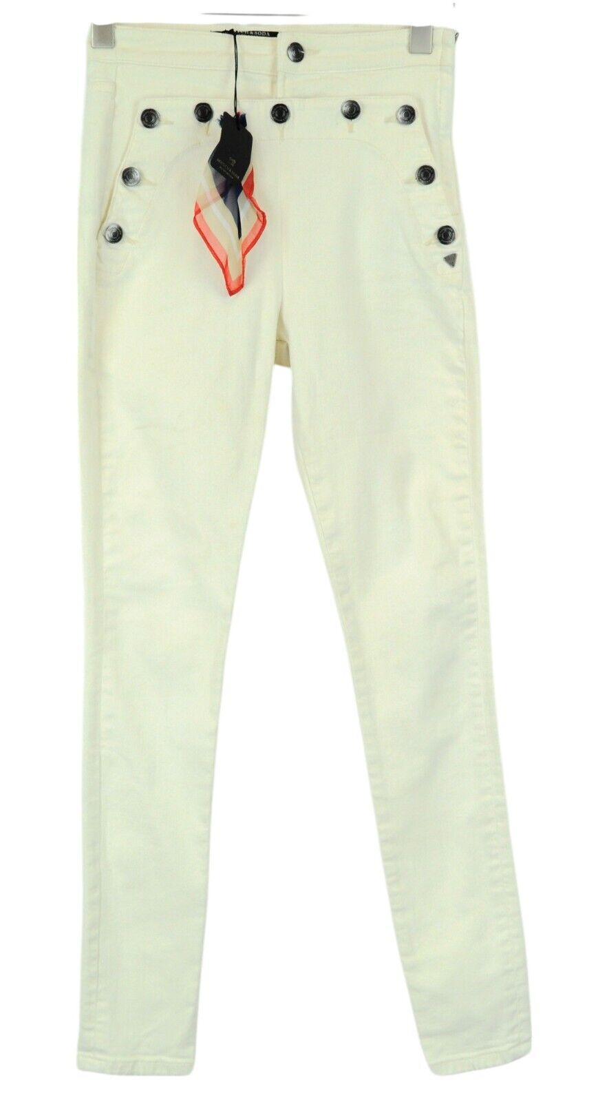 MAISON SCOTCH Jolie Vagabonde Jeans ~W25 L30 Off-White Slim Fit Button Fly