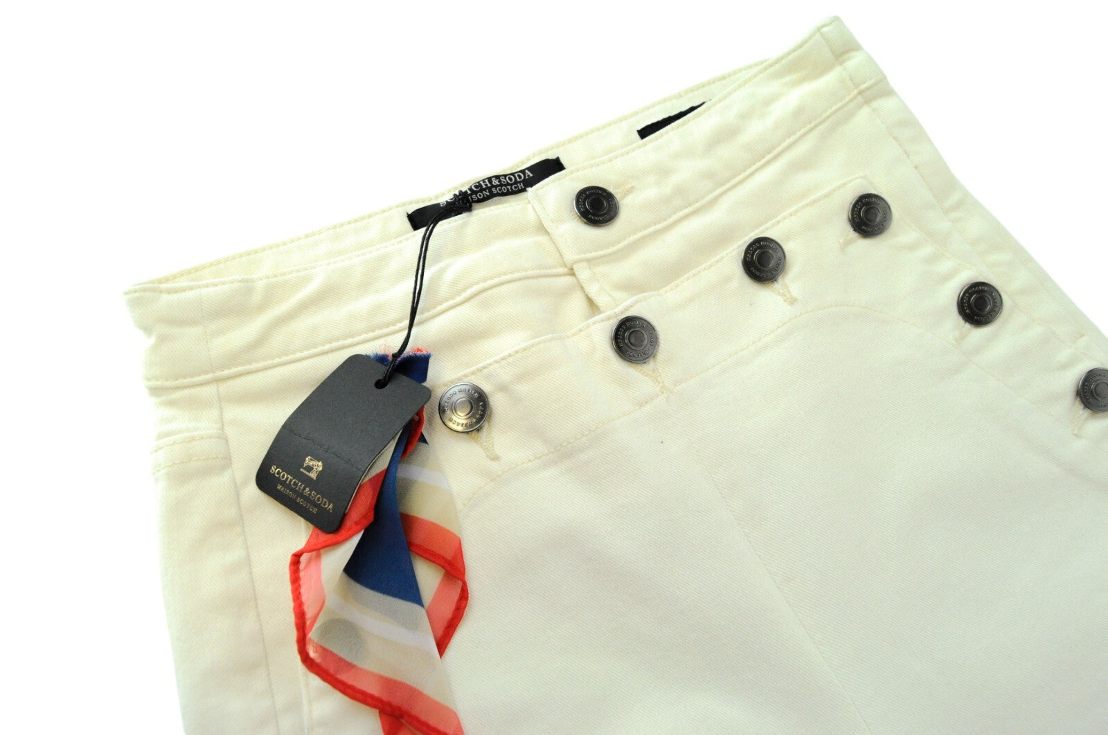 MAISON SCOTCH Jolie Vagabonde Jeans ~W25 L30 Off-White Slim Fit Button Fly