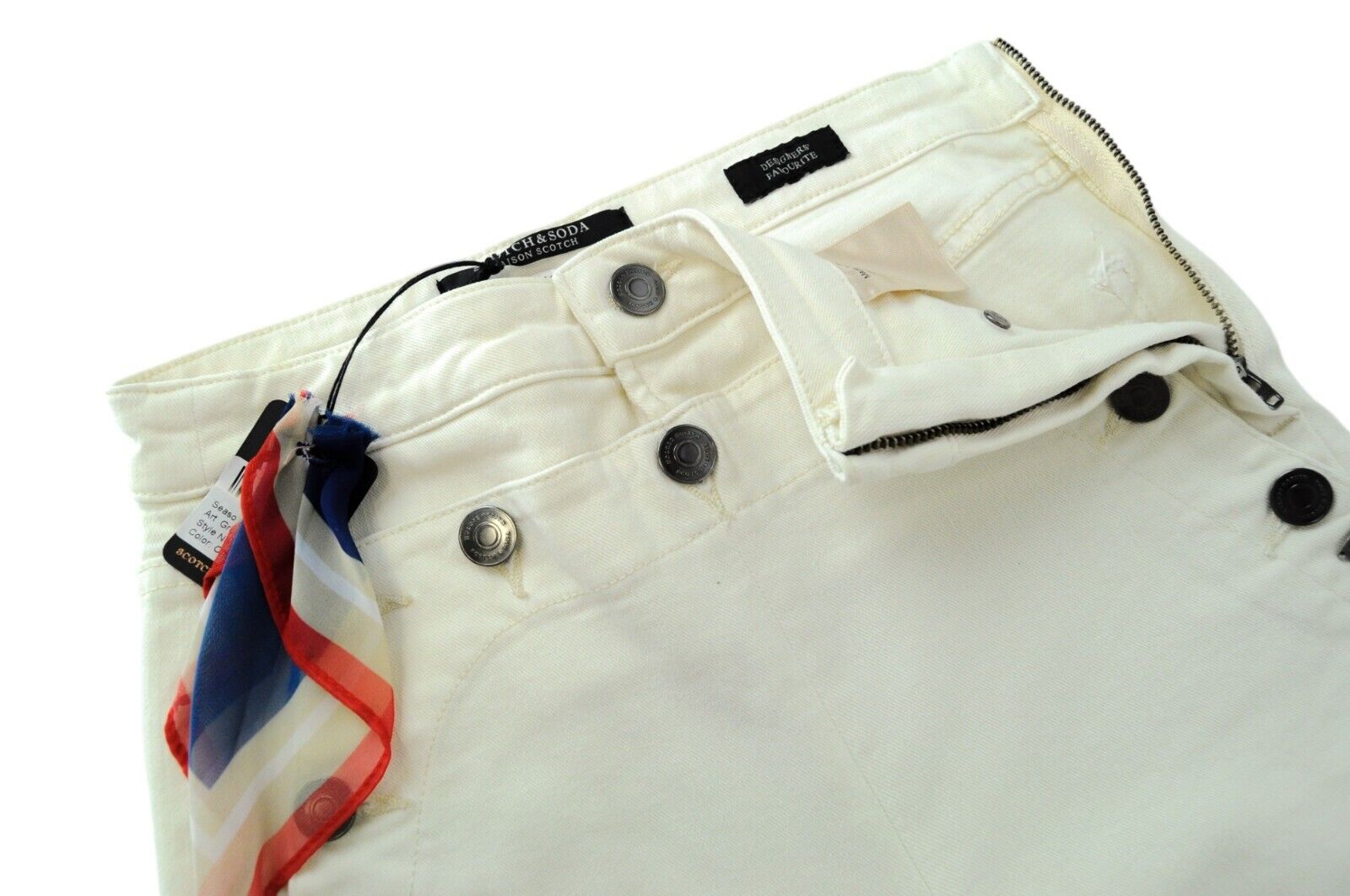 MAISON SCOTCH Jolie Vagabonde Jeans ~W25 L30 Off-White Slim Fit Button Fly