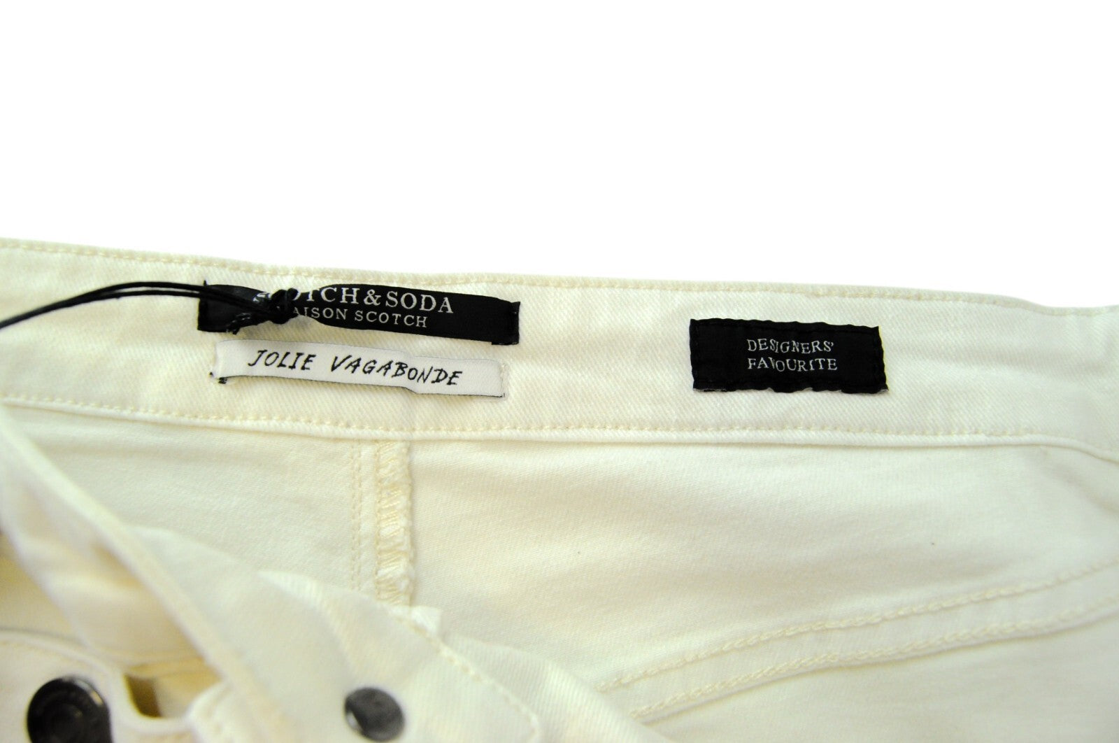 MAISON SCOTCH Jolie Vagabonde Jeans ~W25 L30 Off-White Slim Fit Button Fly
