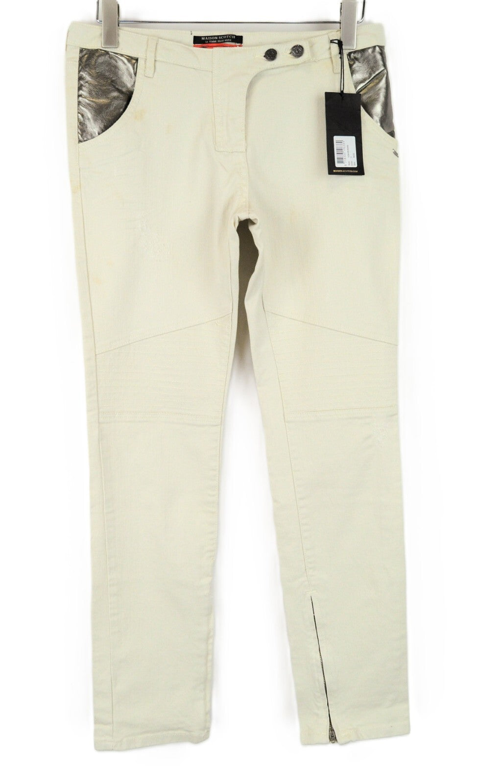 MAISON SCOTCH Slim Jeans W30 L32 Off-White Stretch Cotton Fit Women's Casual