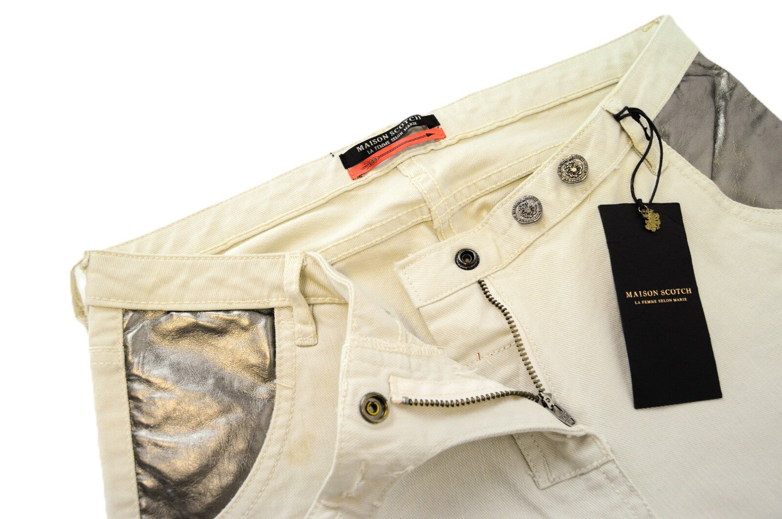 MAISON SCOTCH Slim Jeans W30 L32 Off-White Stretch Cotton Fit Women's Casual