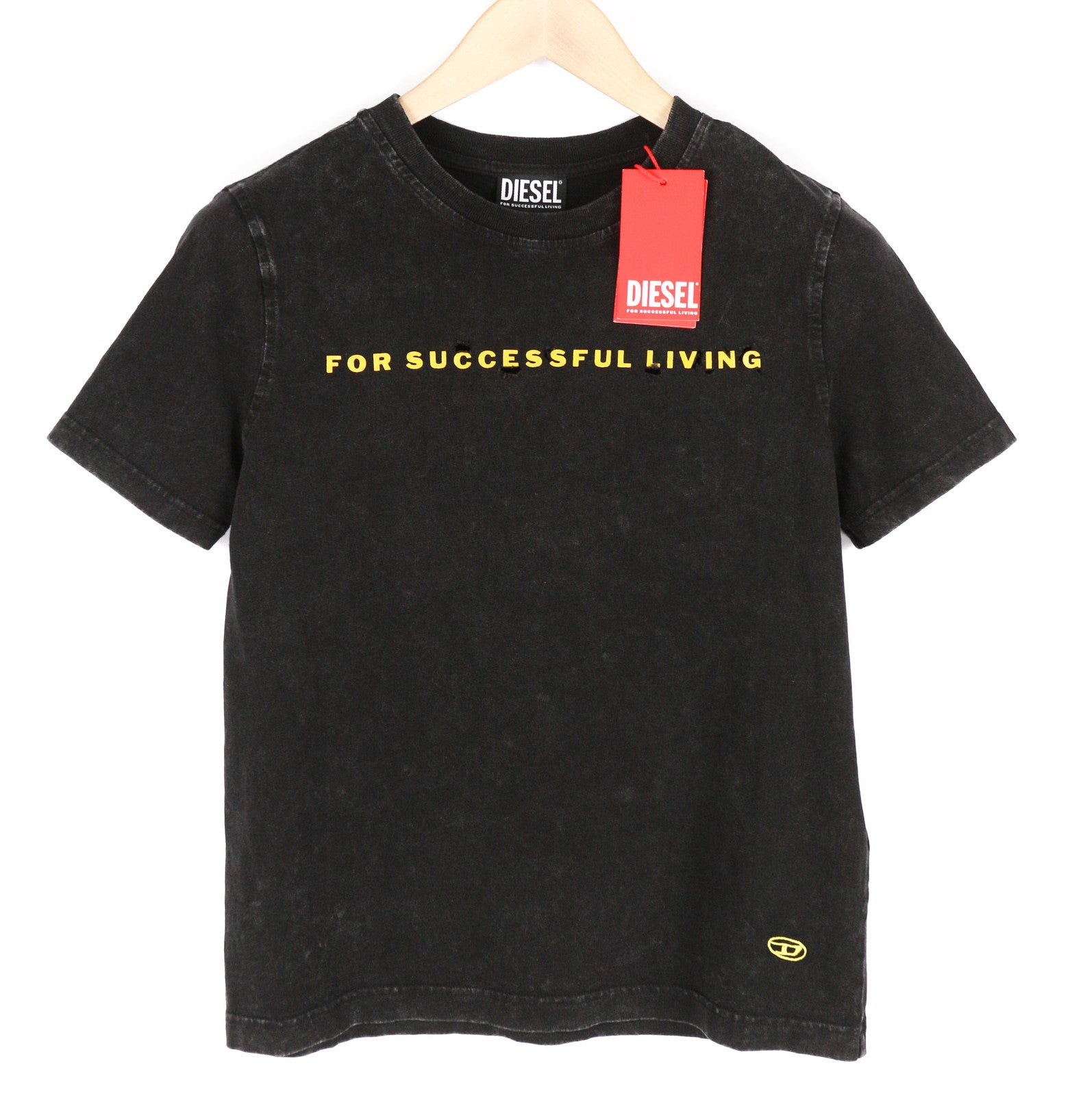 DIESEL T-Reg-E4 Women T-Shirt XL Black Short Sleeve Crew Collar Washed RRP€125