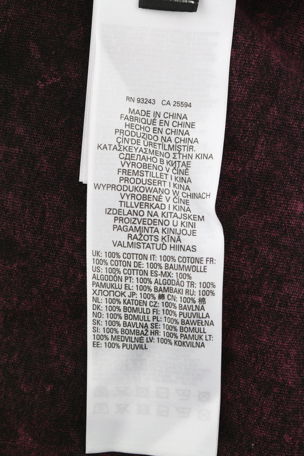 DIESEL T-Reg-E4 Women T-Shirt L Burgundy Short Sleeve Crew Collar Washed RRP€125