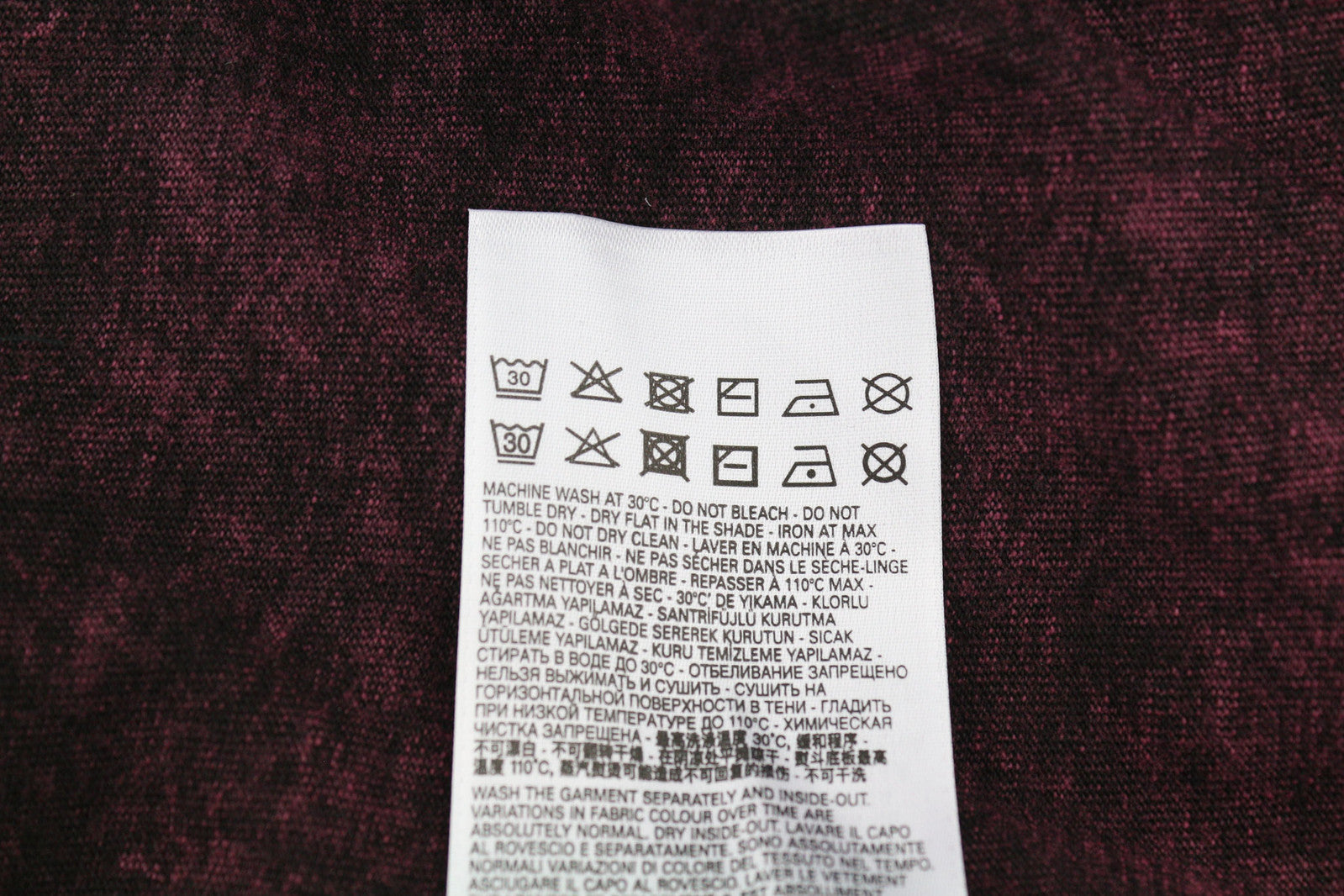 DIESEL T-Reg-E4 Women T-Shirt L Burgundy Short Sleeve Crew Collar Washed RRP€125