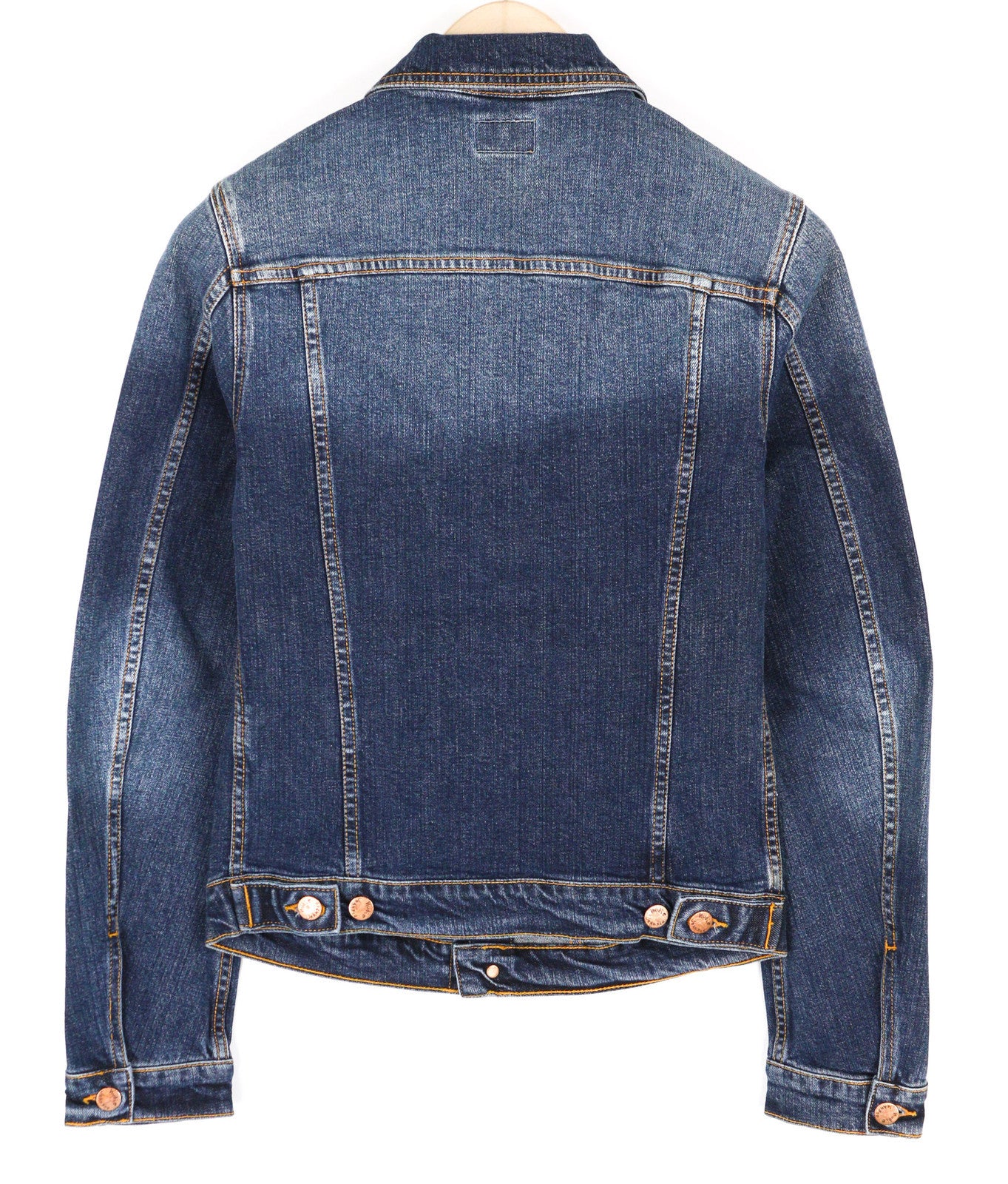 NUDIE Perry Men Jacket XS Organic Excellent Blue Washed Buttoned Logo Denim