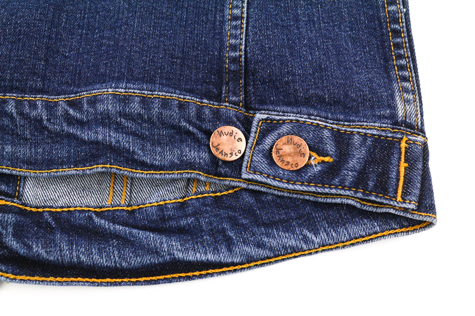 NUDIE Perry Men Jacket XS Organic Excellent Blue Washed Buttoned Logo Denim