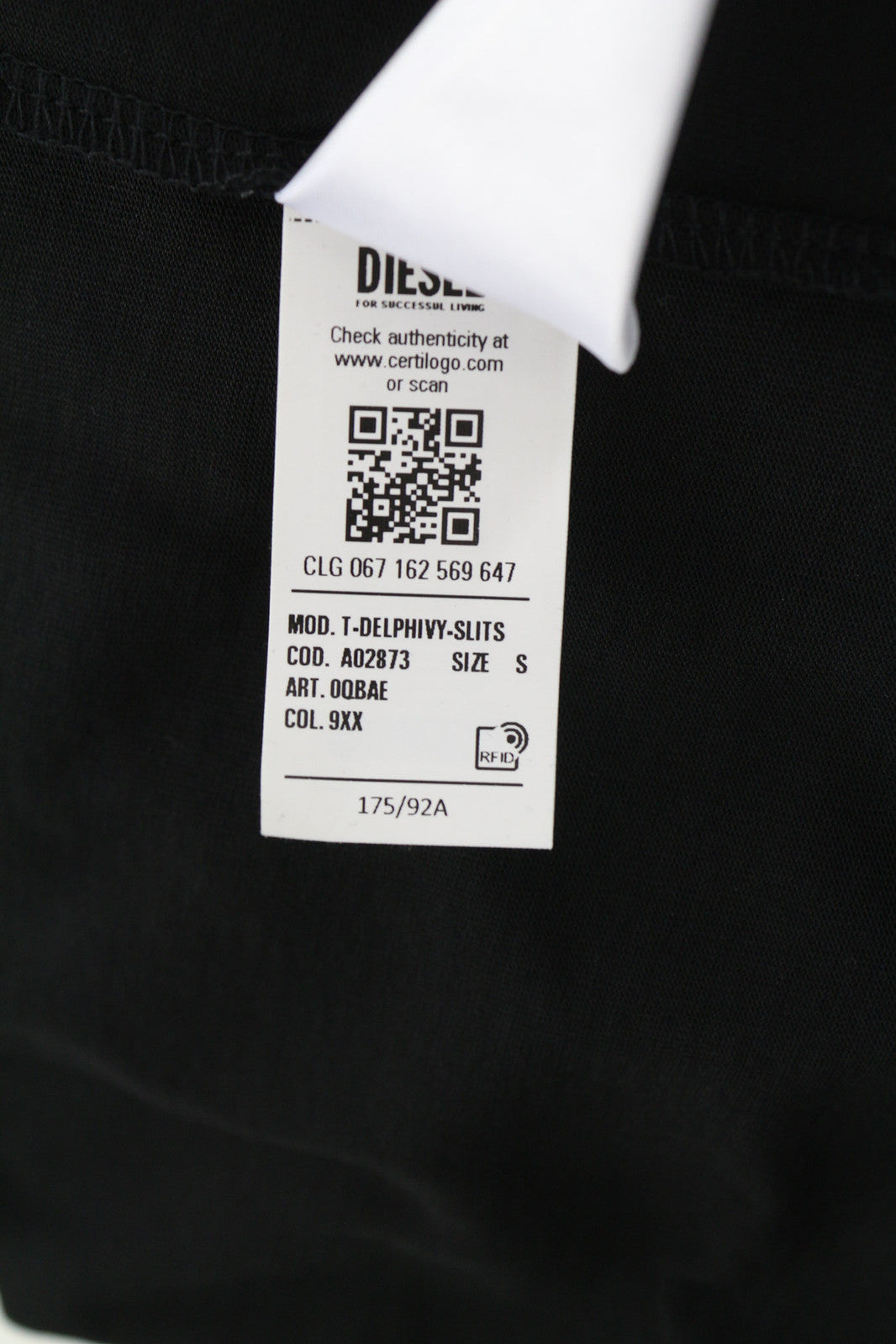 DIESEL T-Delphivy-Slits Men T-Shirt S Black Oversized V-Neck RRP€100