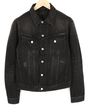 NUDIE Billy Men Jacket S Black Lotus Organic Buttoned  Collar Washed Denim