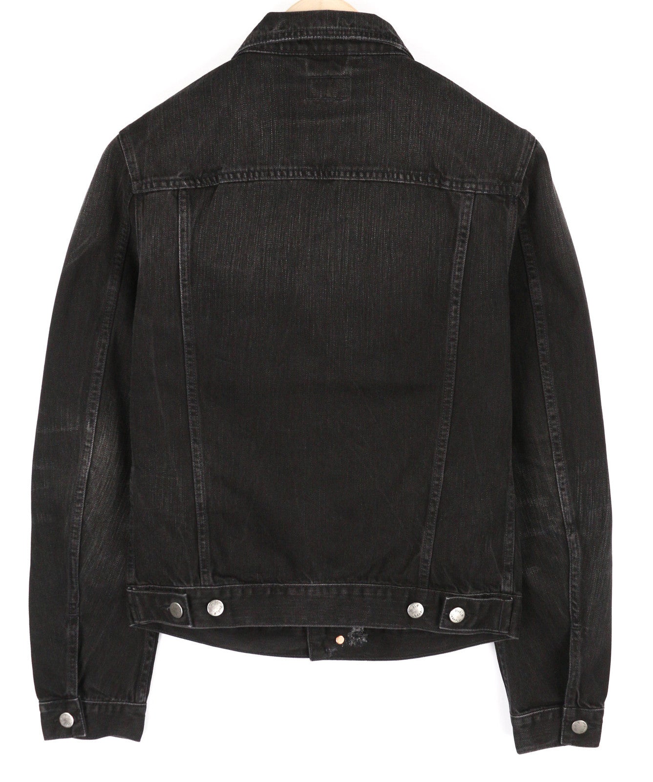 NUDIE Billy Men Jacket S Black Lotus Organic Buttoned  Collar Washed Denim