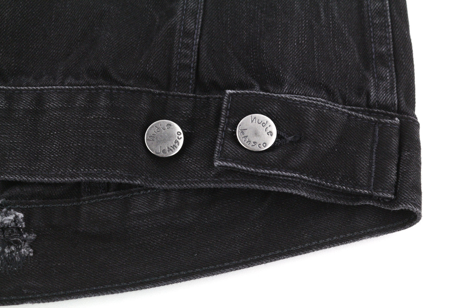 NUDIE Billy Men Jacket S Black Lotus Organic Buttoned  Collar Washed Denim