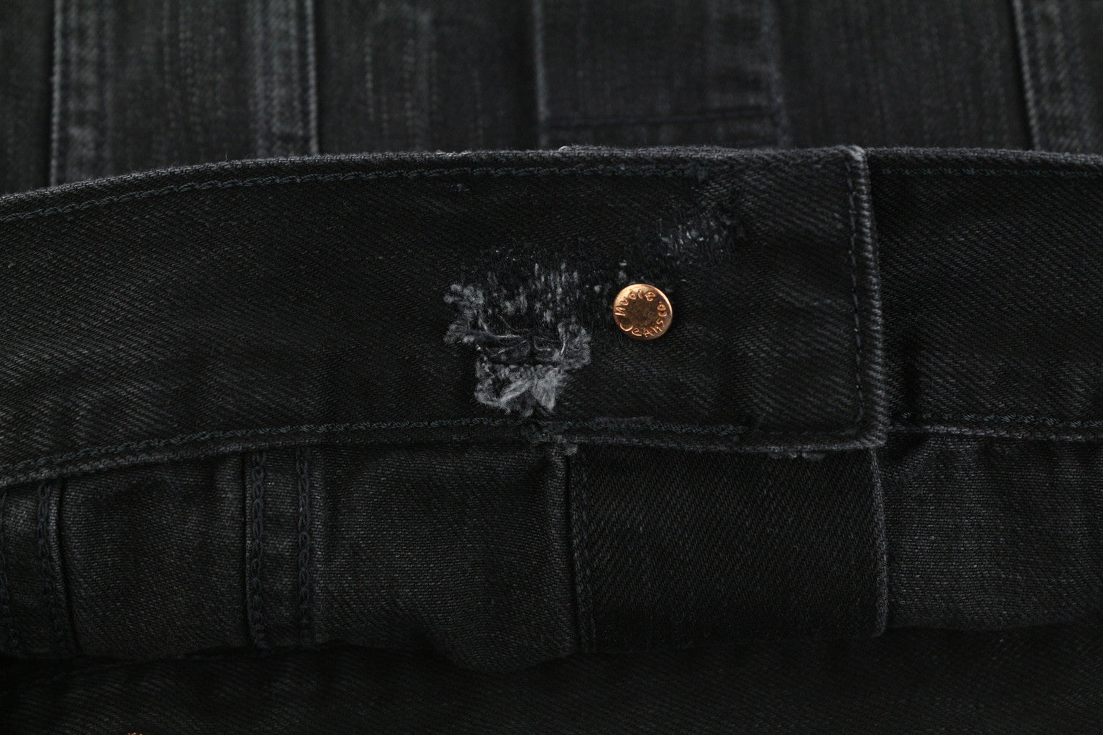 NUDIE Billy Men Jacket S Black Lotus Organic Buttoned  Collar Washed Denim