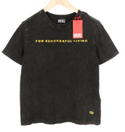 DIESEL T-Reg-E4 Women T-Shirt L Black Short Sleeve Crew Collar Washed RRP€125