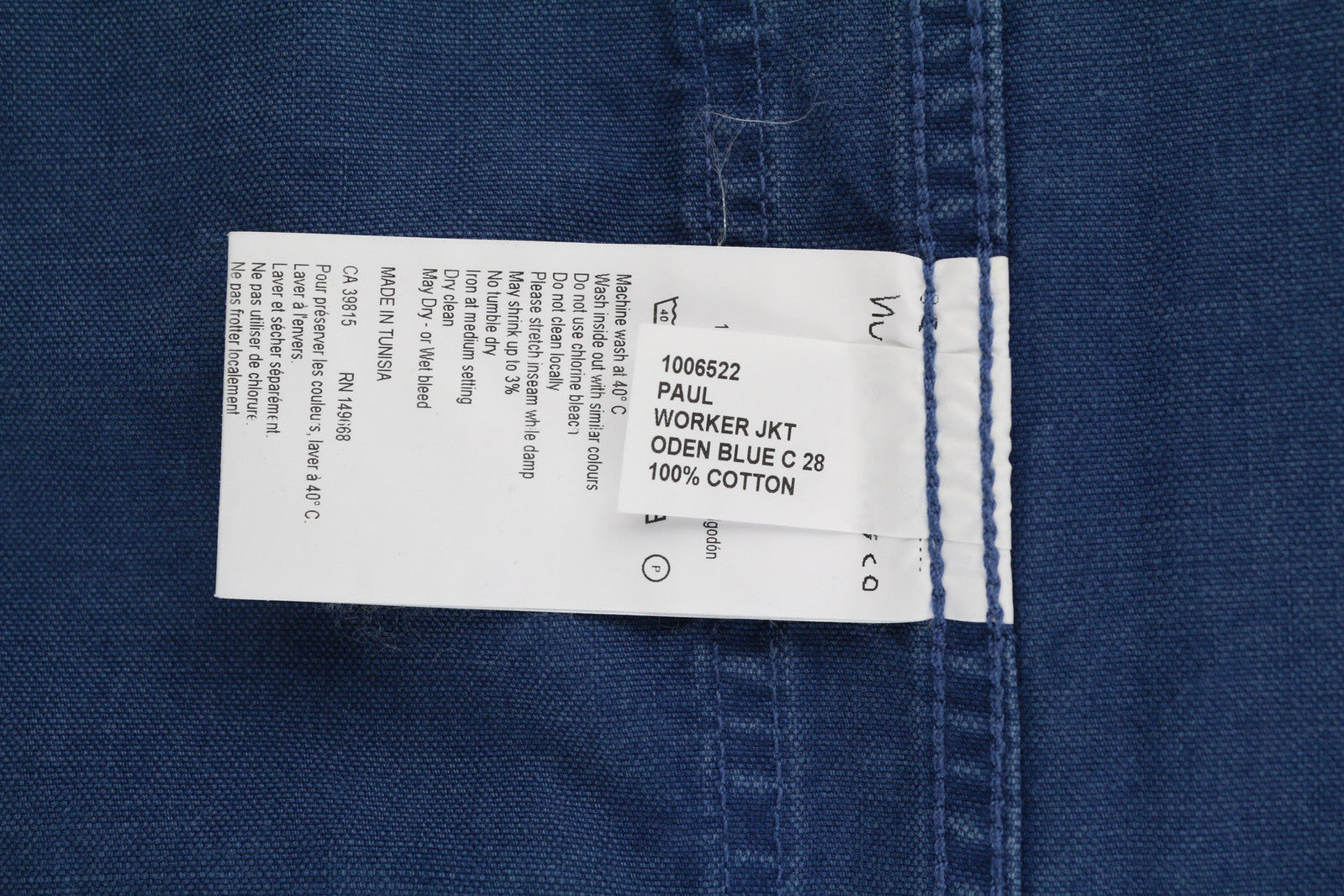 NUDIE Paul Men Jacket M Worker Buttoned  Collar Pockets Washed Denim Blue