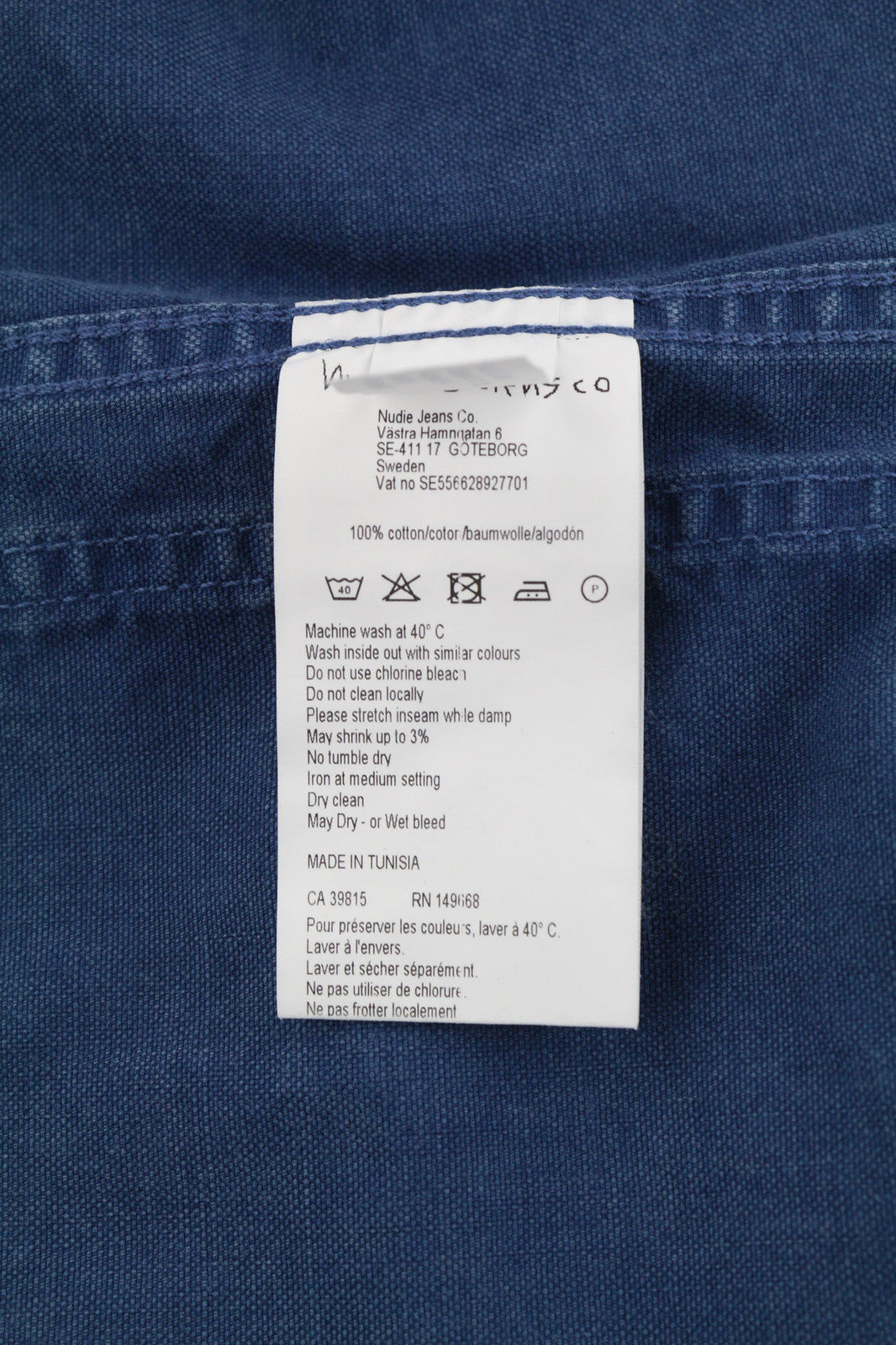 NUDIE Paul Men Jacket M Worker Buttoned  Collar Pockets Washed Denim Blue