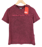 DIESEL T-Reg-E4 Women T-Shirt XL Burgundy Short Sleeve Crew Neck Washed RRP€125