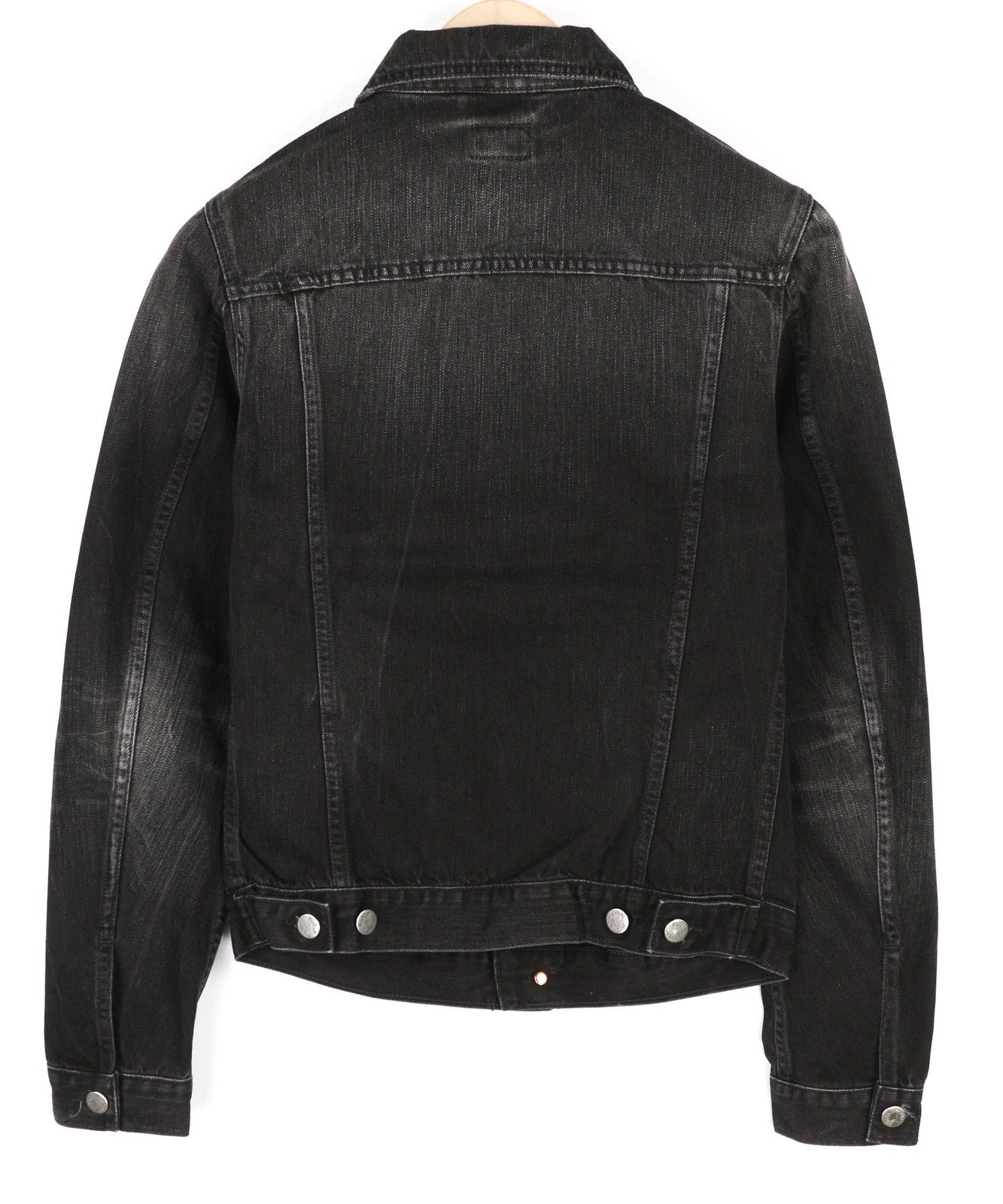 NUDIE Billy Men Jacket XS Black Lotus Organic Buttoned Neck Washed Denim