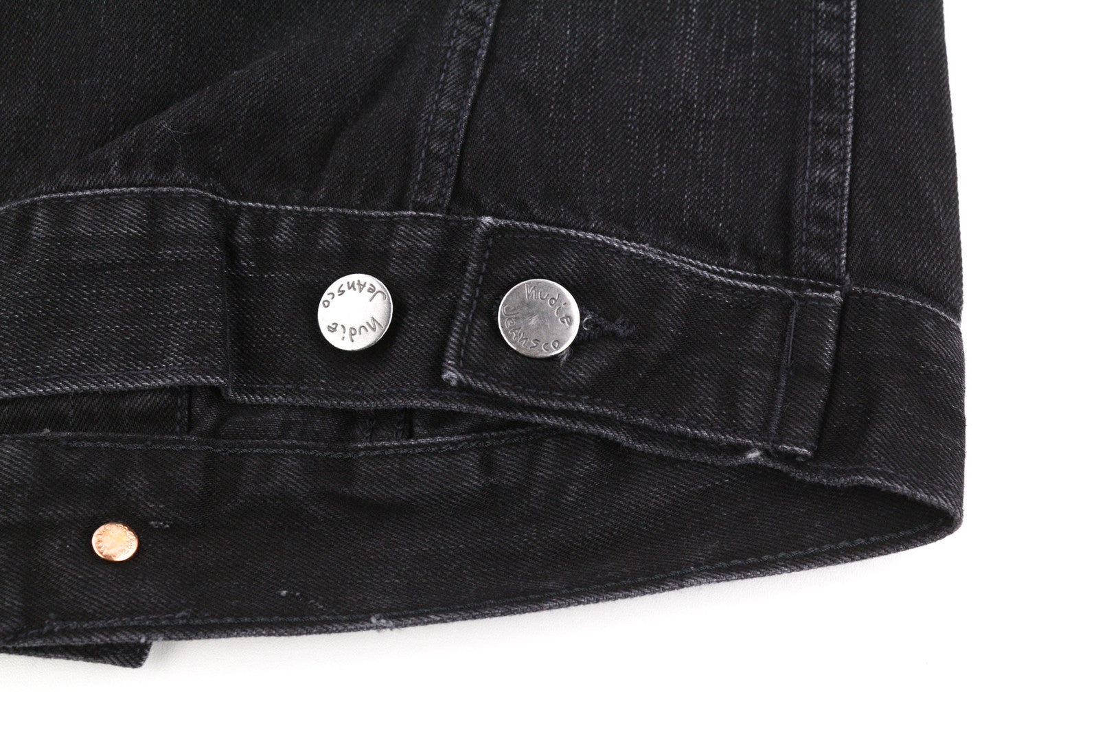 NUDIE Billy Men Jacket XS Black Lotus Organic Buttoned Neck Washed Denim