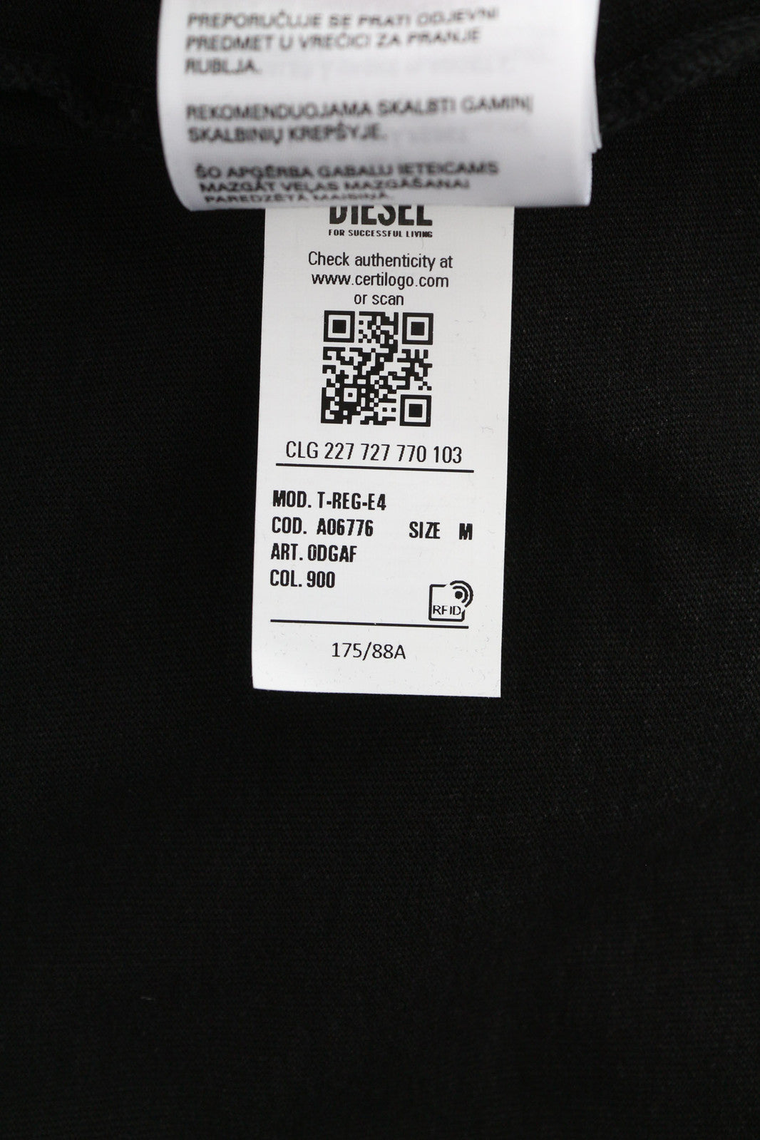 DIESEL T-Reg-E4 Women T-Shirt M Black Short Sleeve Crew Collar Washed RRP€125