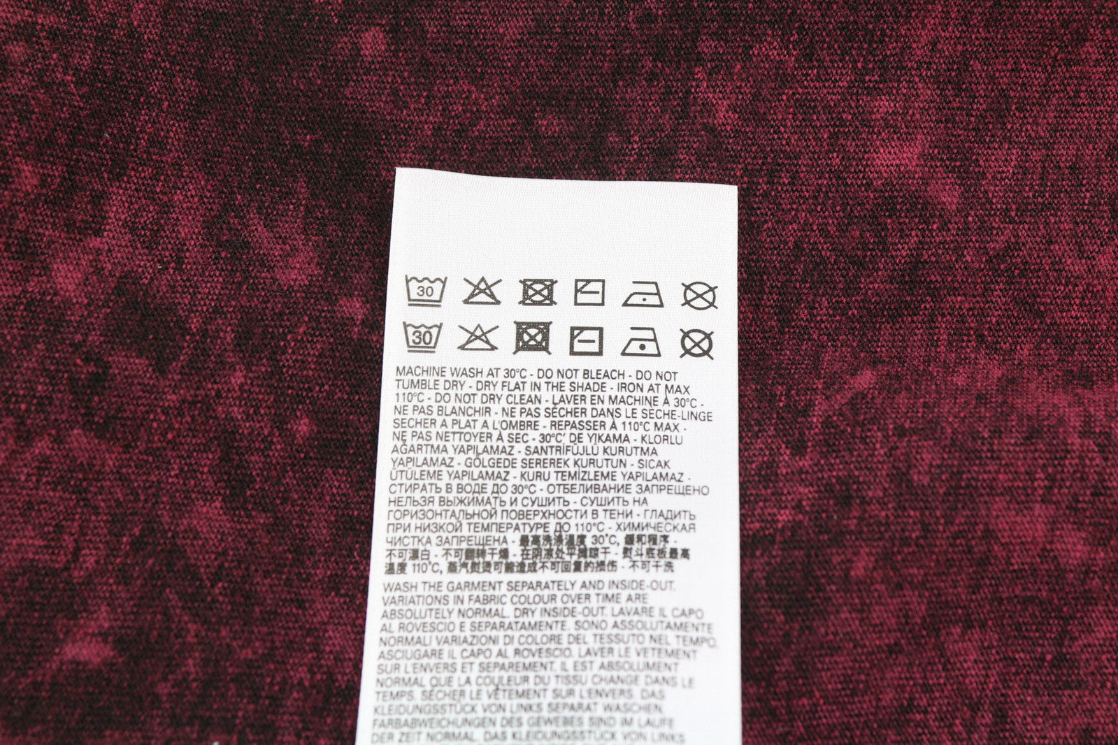 DIESEL T-Reg-E4 Women T-Shirt L Burgundy Short Sleeve Crew Neck Washed RRP€125