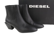 DIESEL D-Texanne CH Women Boots EU40 Black Leather Almond Toe RRP€290 Cuban Heel