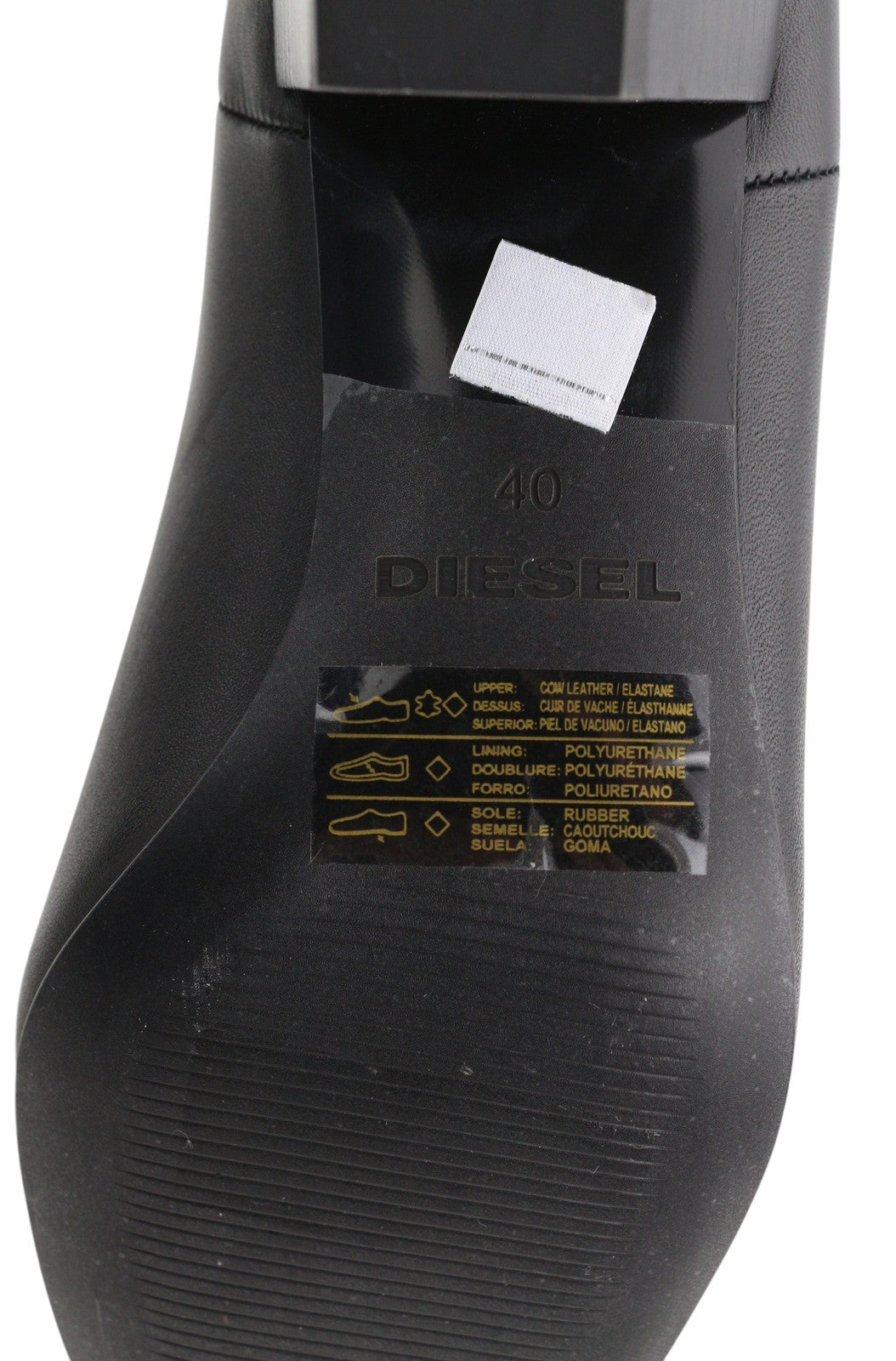 DIESEL D-Texanne CH Women Boots EU40 Black Leather Almond Toe RRP€290 Cuban Heel