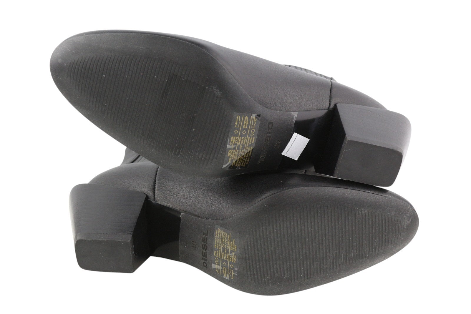 DIESEL D-Texanne CH Women Boots EU40 Black Leather Almond Toe RRP€290 Cuban Heel