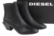 DIESEL D-Texanne CH Women Boots EU38 Black Leather Almond Ankle Top RRP€290