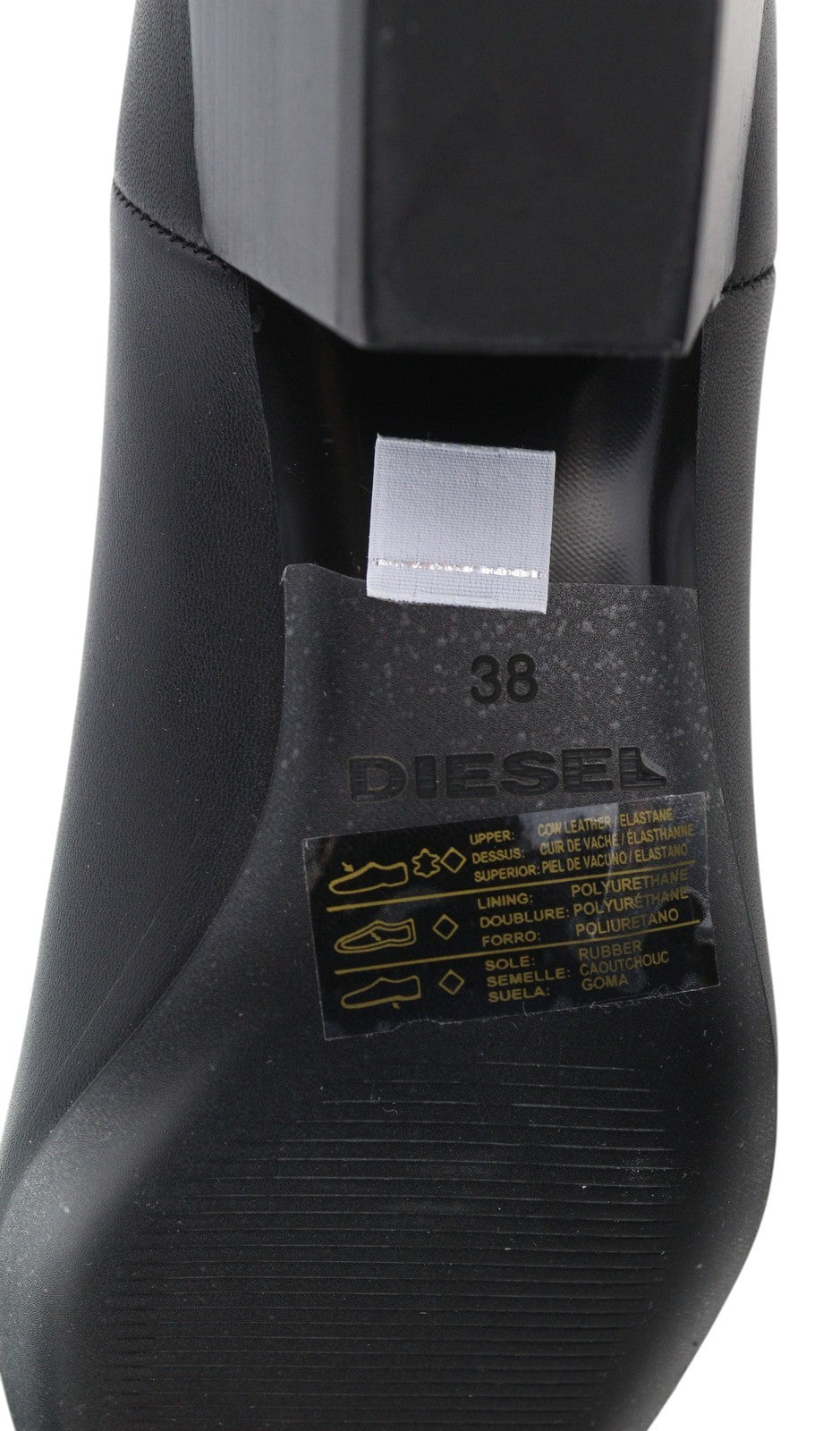 DIESEL D-Texanne CH Women Boots EU38 Black Leather Almond Ankle Top RRP€290