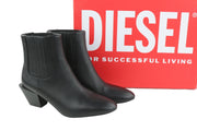 DIESEL D-Texanne CH Women Boots EU39 Black Leather Almond Ankle Top RRP€290