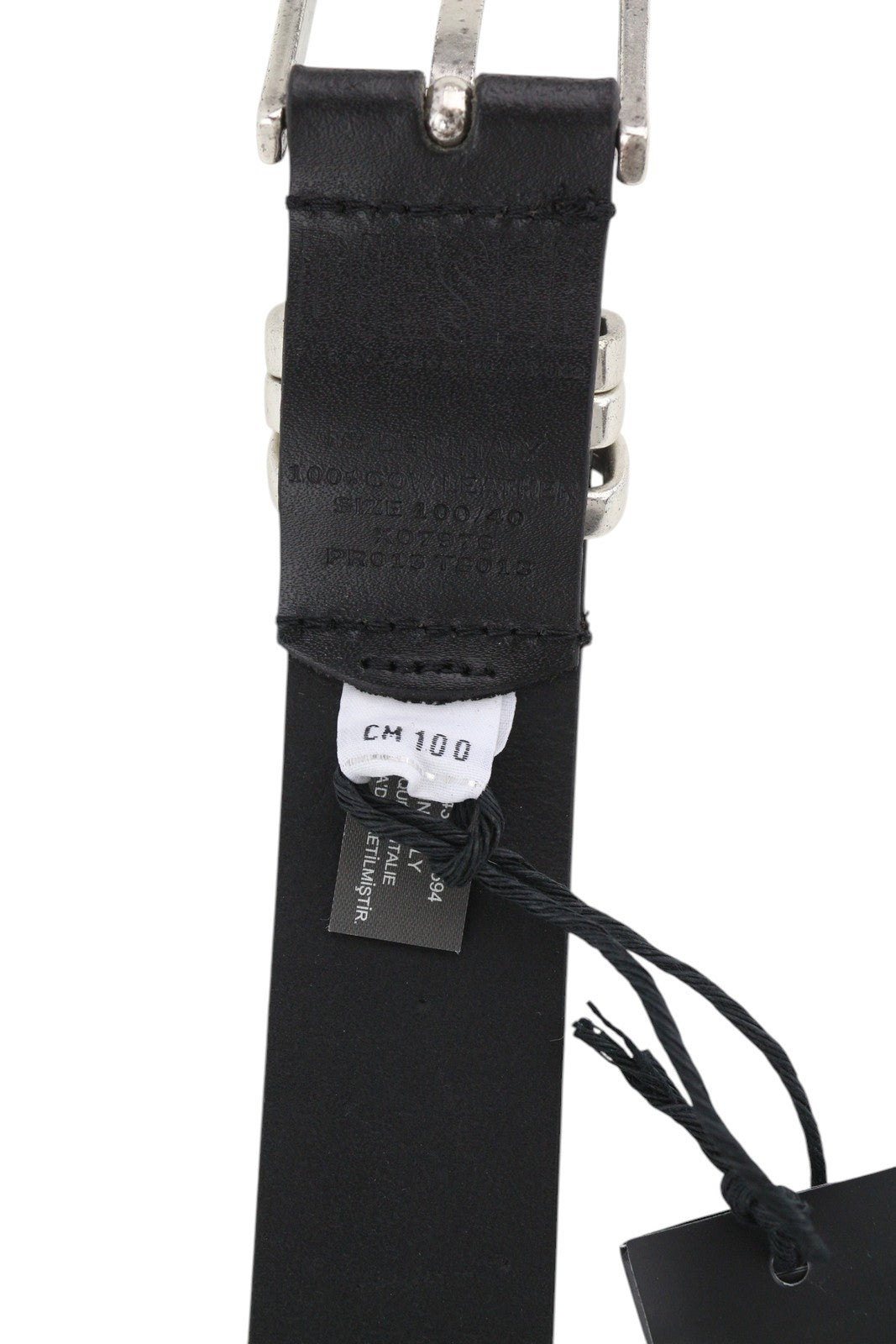 DIESEL B-Tuplo Men Belt 100 CM Dark Black Cow Leather Silver Tone Details Buckle