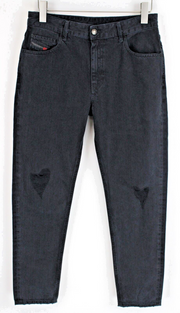 DIESEL Neekhol 084PM Womens W30/L32 Ripped Straight Jeans Dark Blue Cotton