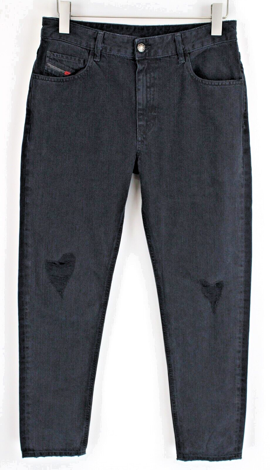 DIESEL Neekhol 084PM Womens W30/L32 Ripped Straight Jeans Dark Blue Cotton