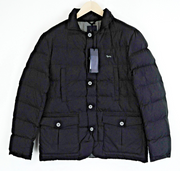 HARMONT&BLAINE Mens Black Quilted Padded Jacket L Short Button-Up Nylon