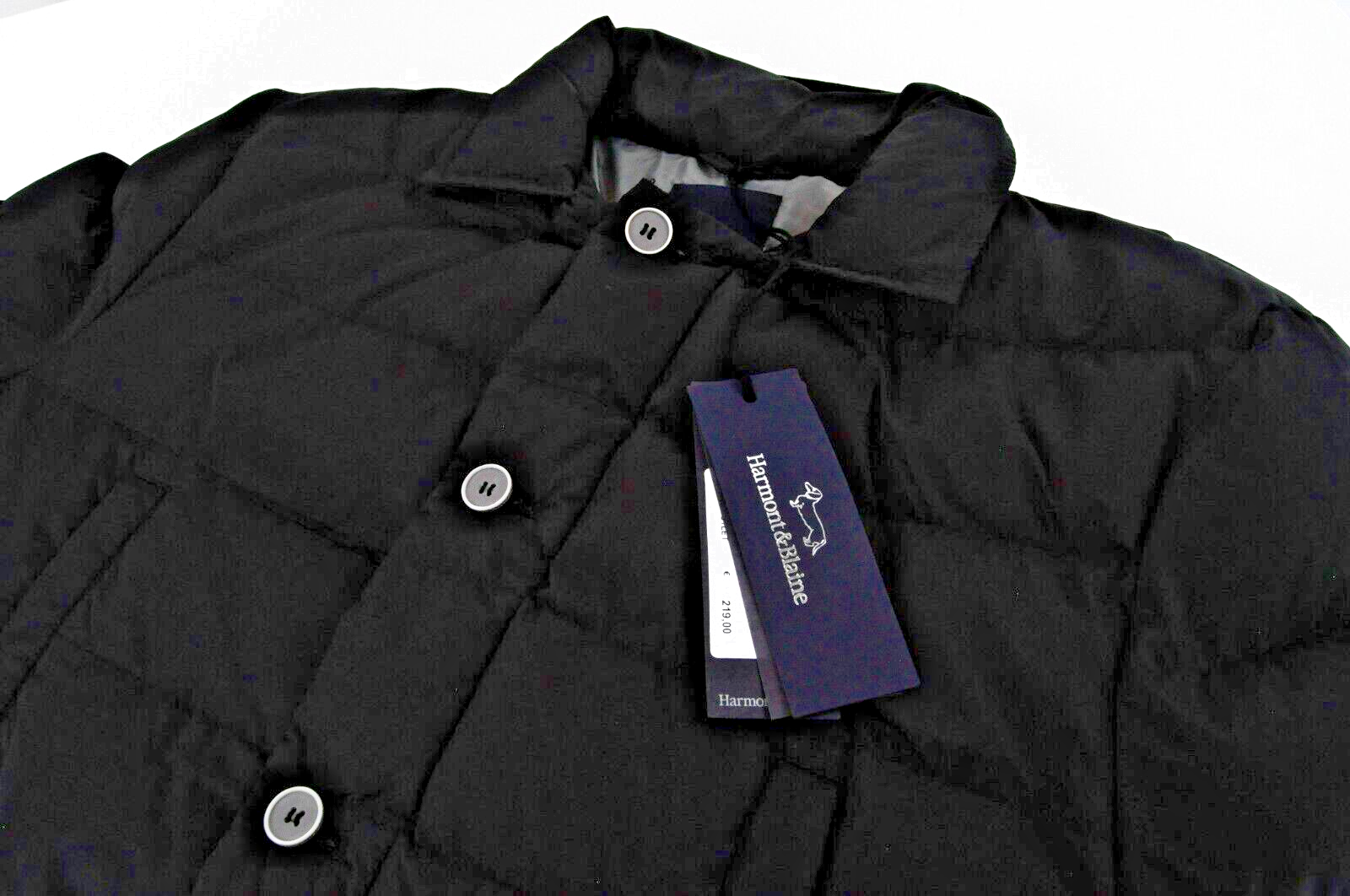 HARMONT&BLAINE Mens Black Quilted Padded Jacket L Short Button-Up Nylon