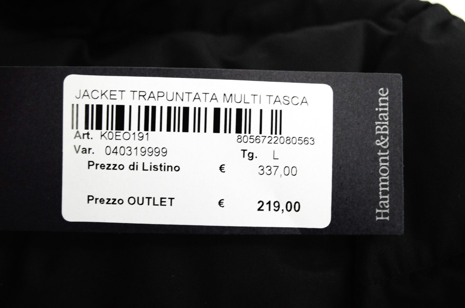 HARMONT&BLAINE Mens Black Quilted Padded Jacket L Short Button-Up Nylon