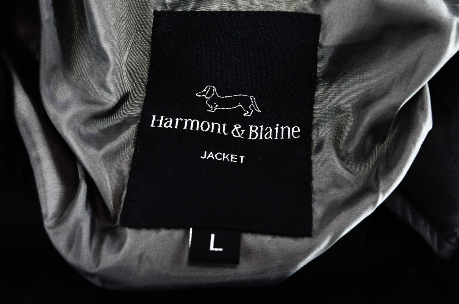 HARMONT&BLAINE Mens Black Quilted Padded Jacket L Short Button-Up Nylon