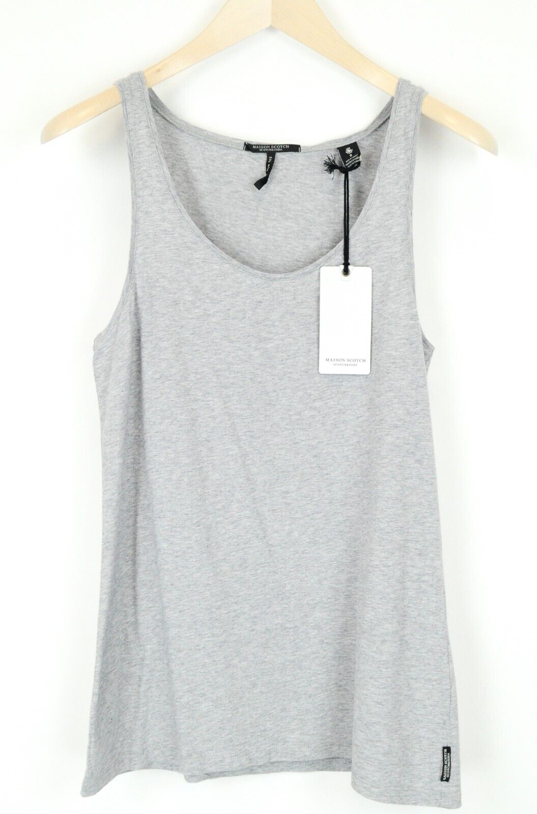 MAISON SCOTCH Womens M Grey Cotton Tank Top Sleeveless Casual Round Neck