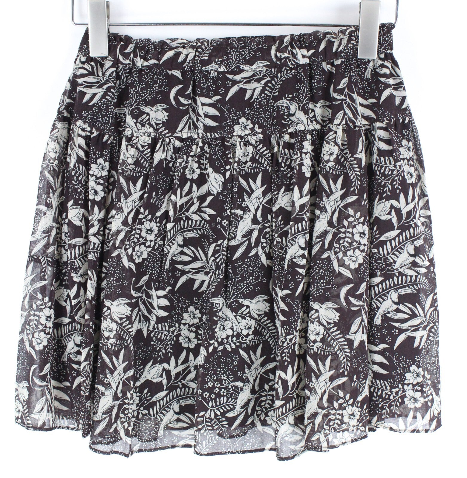 MAISON SCOTCH Womens XS Floral Softshell Mini Skirt Brown Lined Melange Flowy