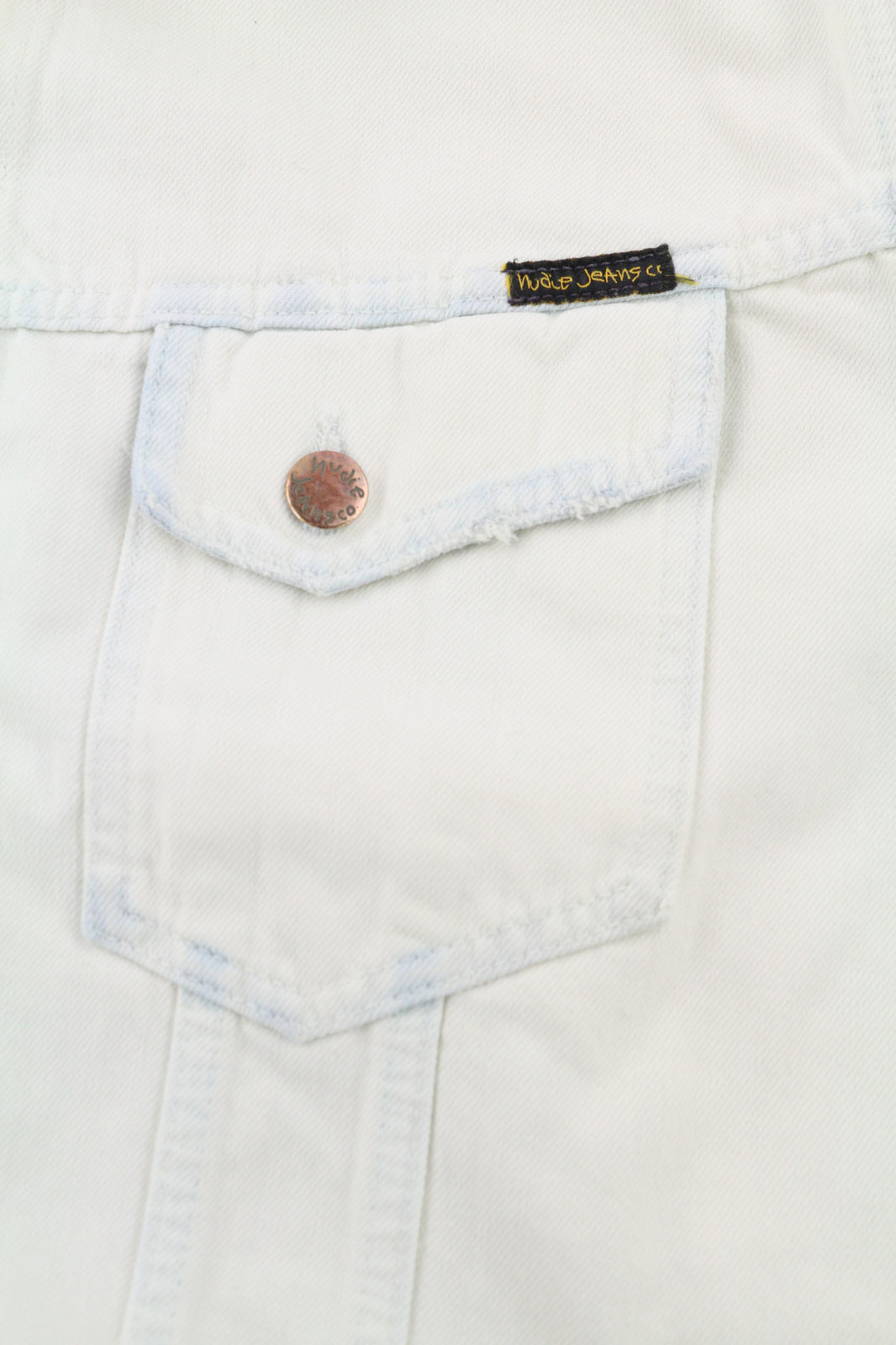 NUDIE JEANS Terry Men Jacket XL Extreme Bleach Light Buttoned Spread Denim Logo