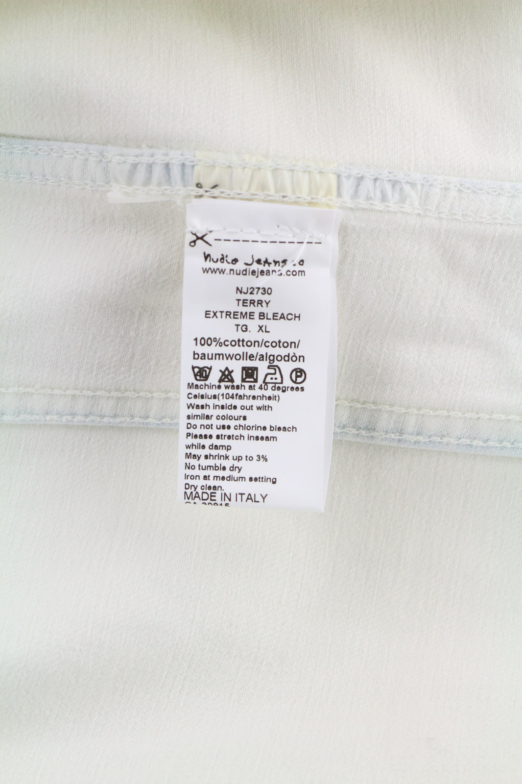 NUDIE JEANS Terry Men Jacket XL Extreme Bleach Light Buttoned Spread Denim Logo