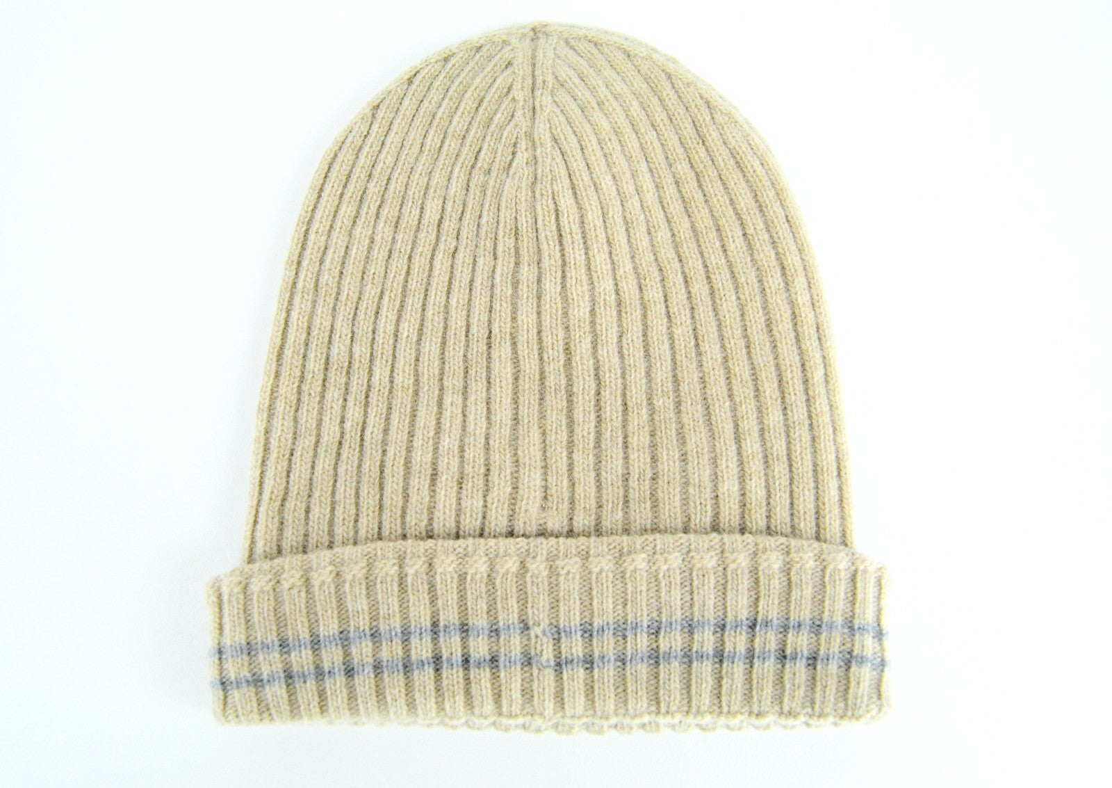 HARMONT & BLAINE Mens OS Ecru Rib-Knit Beanie  Wool Unisex Dress Hat